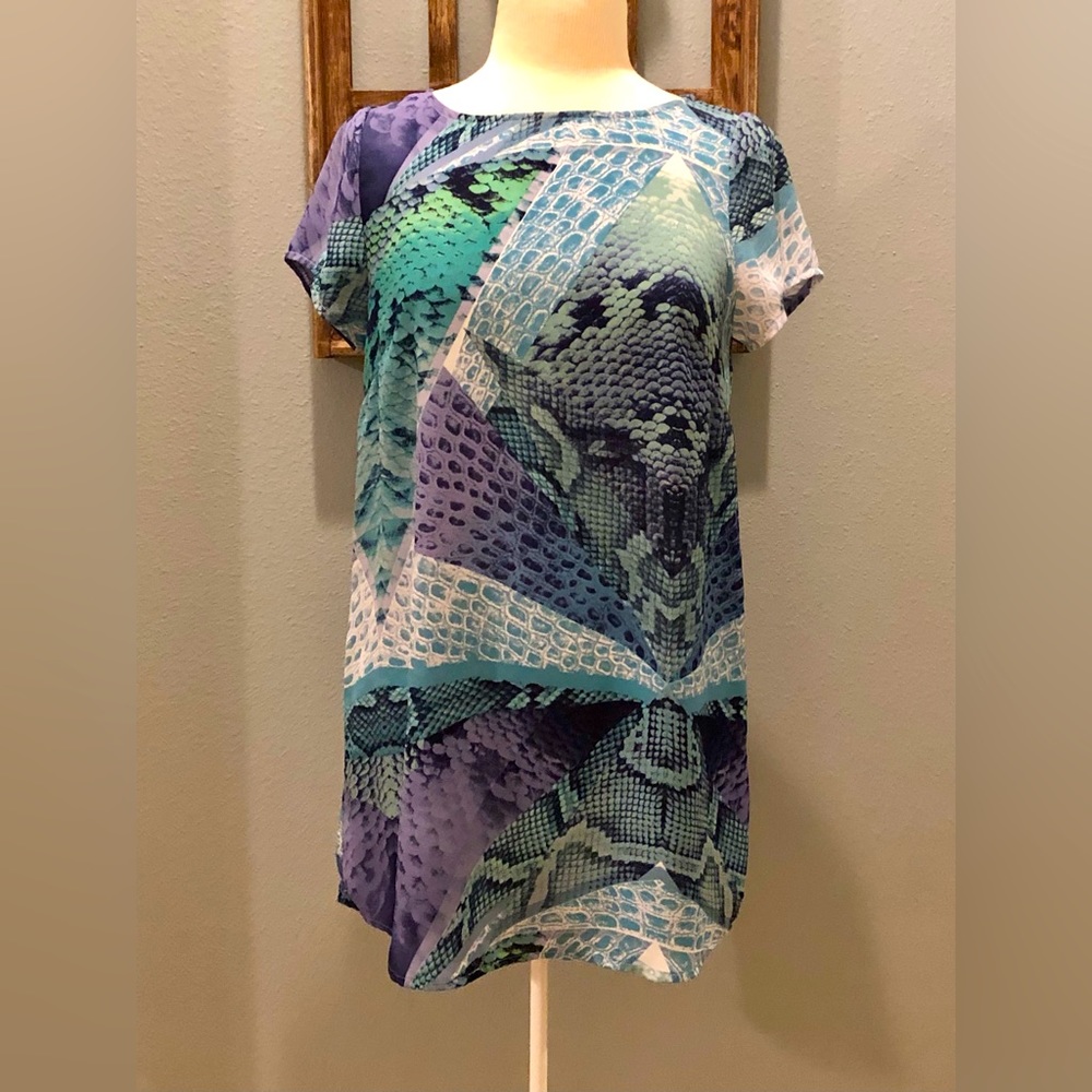 Olivaceous Blue/Purple Python Mini Shift Dress